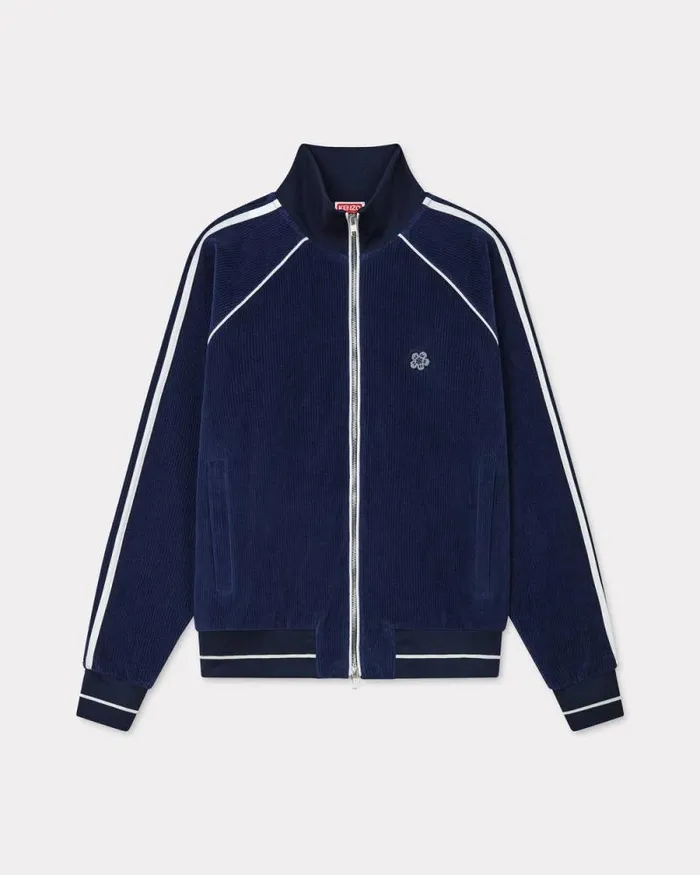 Men Embroidered Track Jacket In Velvet Midnight Blue Kenzo Jackets And Coats