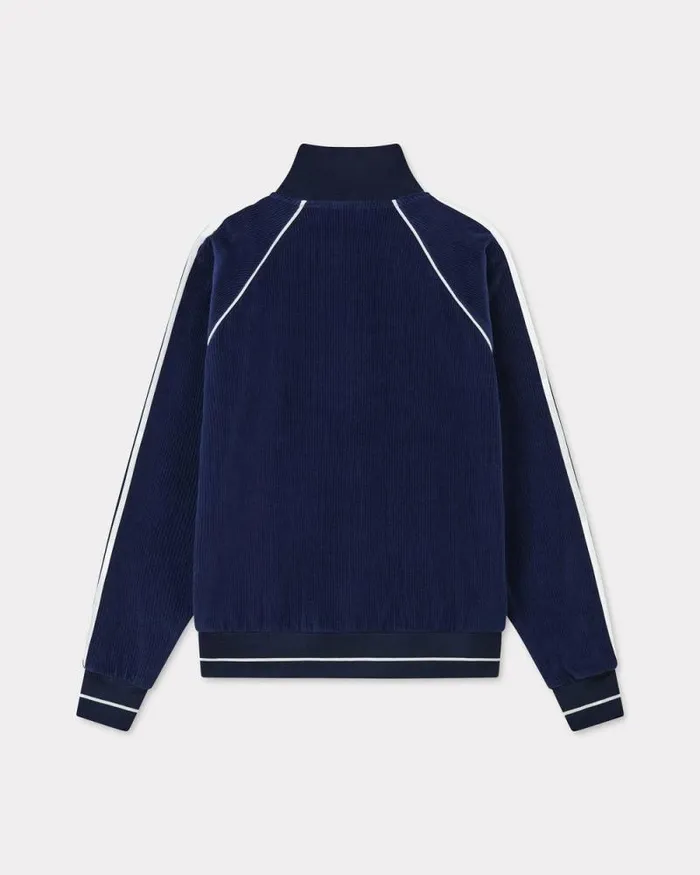 Men Embroidered Track Jacket In Velvet Midnight Blue Kenzo Jackets And Coats