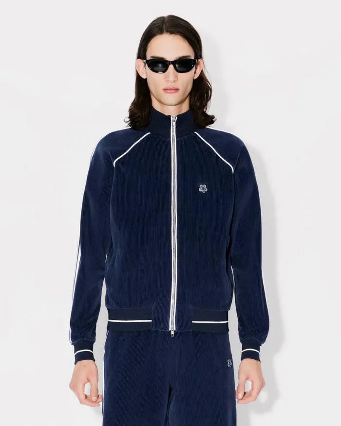 Men Embroidered Track Jacket In Velvet Midnight Blue Kenzo Jackets And Coats