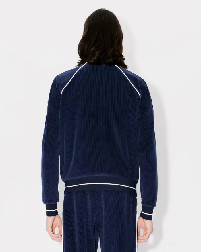 Men Embroidered Track Jacket In Velvet Midnight Blue Kenzo Jackets And Coats