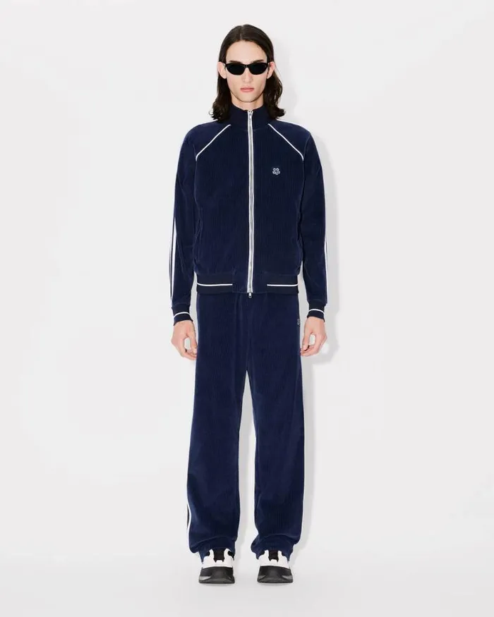Men Embroidered Track Jacket In Velvet Midnight Blue Kenzo Jackets And Coats