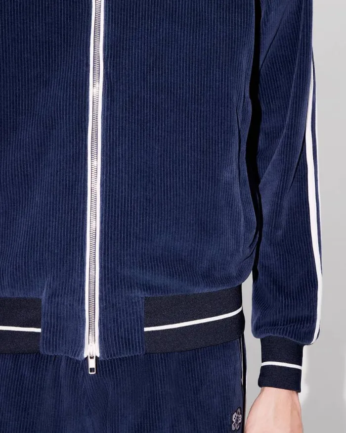 Men Embroidered Track Jacket In Velvet Midnight Blue Kenzo Jackets And Coats