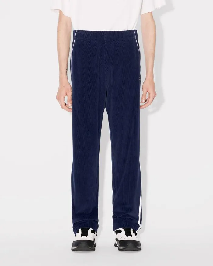 Men Embroidered Track Pants In Velvet Midnight Blue Kenzo Pants And Shorts