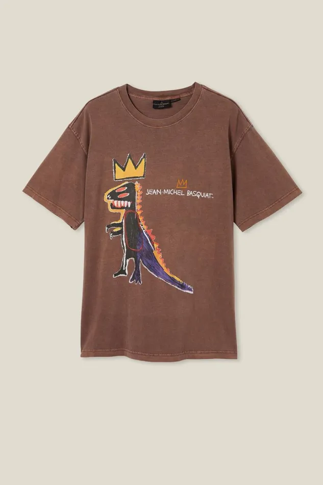 Men Graphic TShirts Cotton On Basquiat Loose Fit TShirt Lcn Bsq Woodchipdinosaur