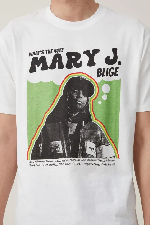 Men Graphic TShirts Cotton On Loose Fit Music TShirt Lcn Bra Vintage Whitemary J Bligerasta