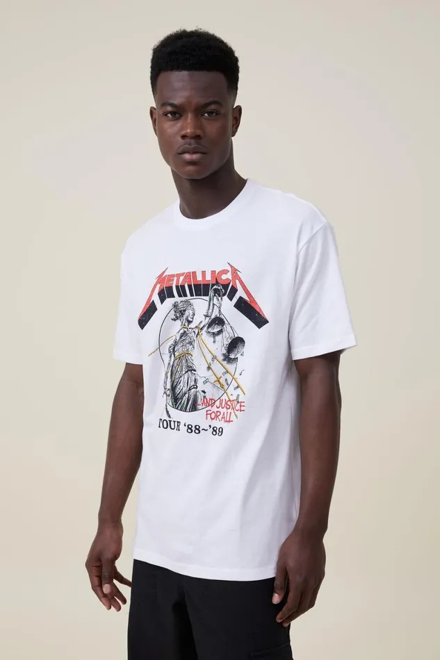 Men Graphic TShirts Cotton On Loose Fit Music TShirt Lcn Pro Whitemetallicajustice For All Tou Men Graphic TShirts Cotton On Loose Fit Music TShirt Lcn Pro Whitemetallicajustice For All Tou