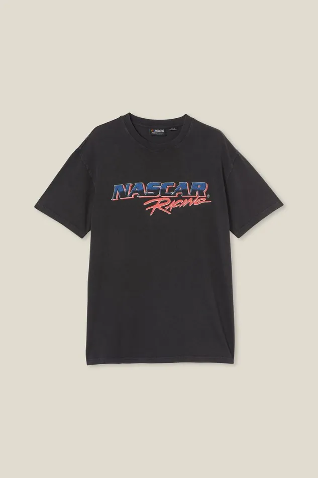 Men Graphic TShirts Cotton On Nascar Loose Fit TShirt Lcn Ncr Blackracing Logo