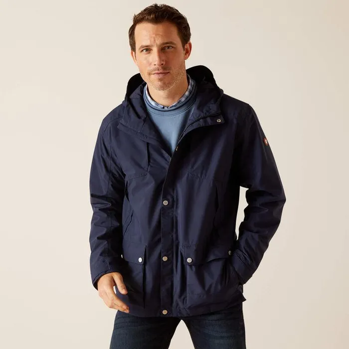 Men Jackets and Vests Ariat Atherton Waterproof Jacket Navy