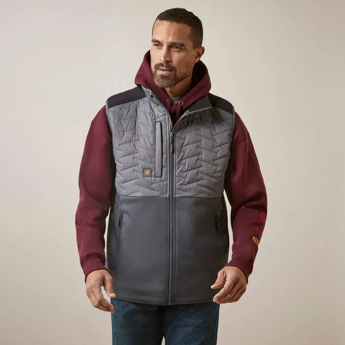 Men Jackets and Vests Ariat Rebar Cloud 9 Insulated Vest Rebar Grey