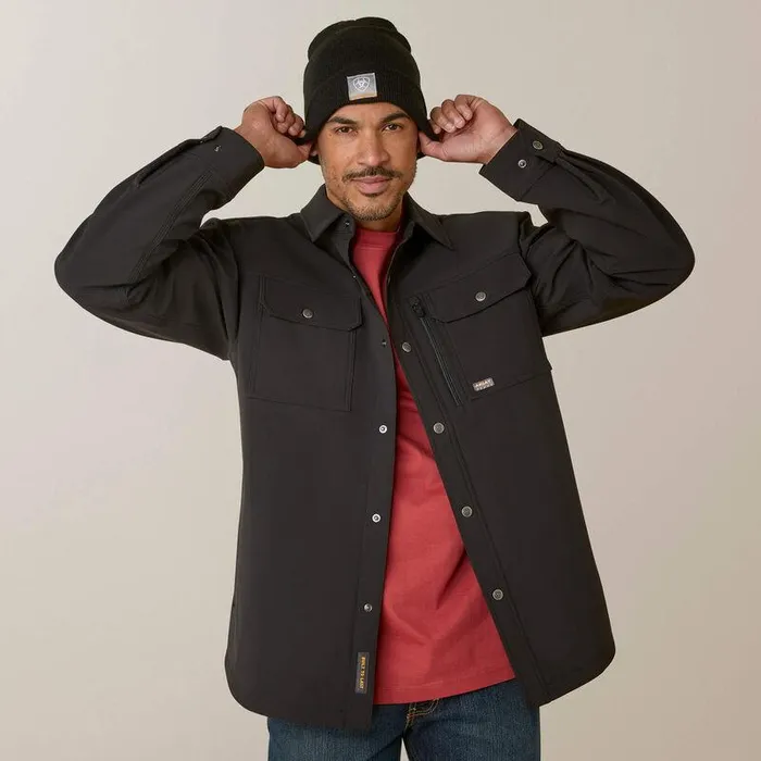 Men Jackets and Vests Ariat Rebar DuraStretch Utility Softshell Shirt Jacket Black