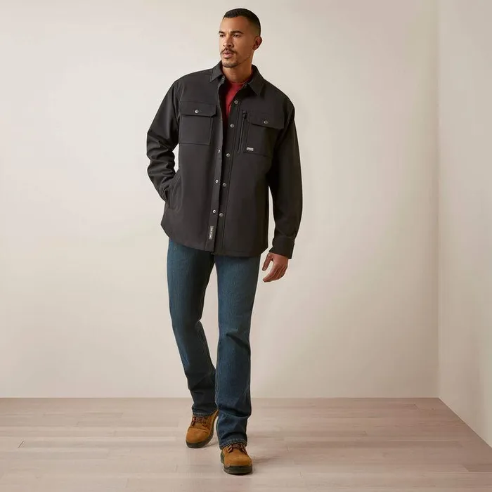 Men Jackets and Vests Ariat Rebar DuraStretch Utility Softshell Shirt Jacket Black