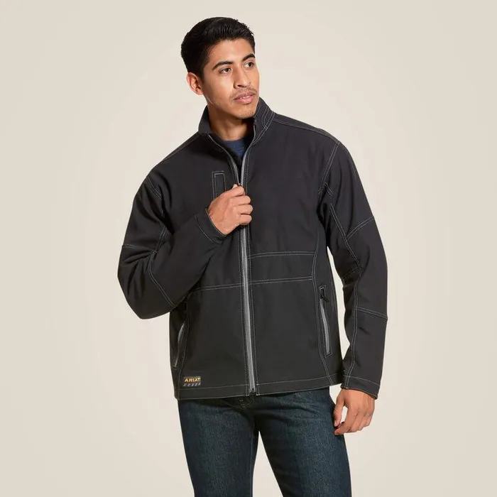 Men Jackets and Vests Ariat Rebar Stretch Canvas Softshell Jacket Black