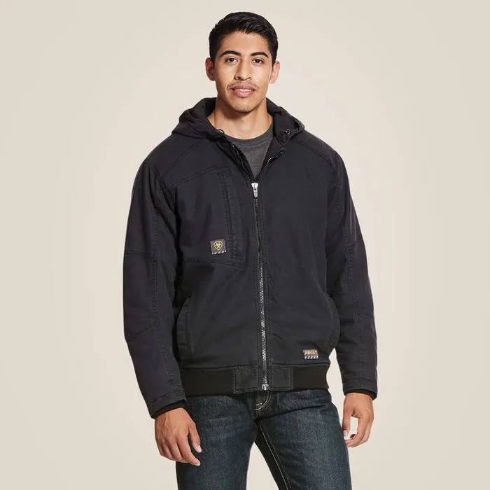 Men Jackets and Vests Ariat Rebar Washed DuraCanvas Insulated Jacket Black