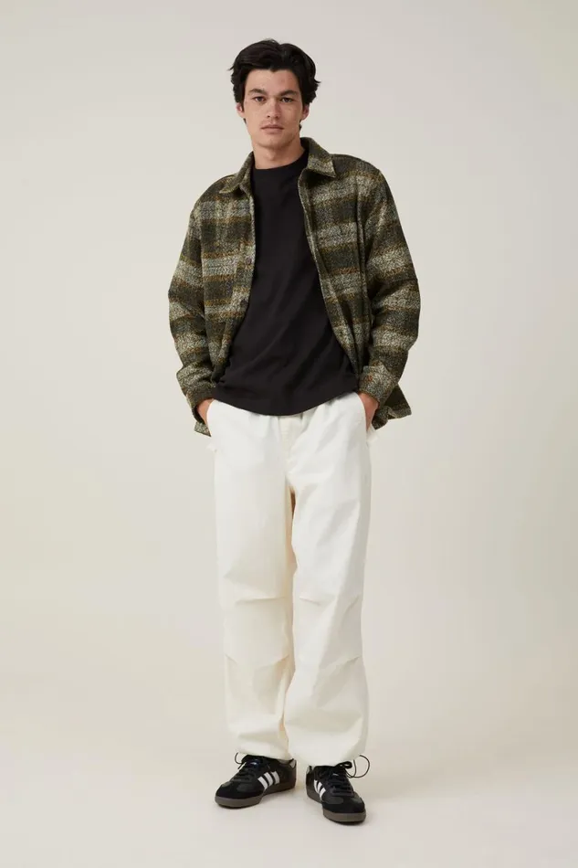 Men Jackets Cotton On Heavy Overshirt Dark Tan Plaid
