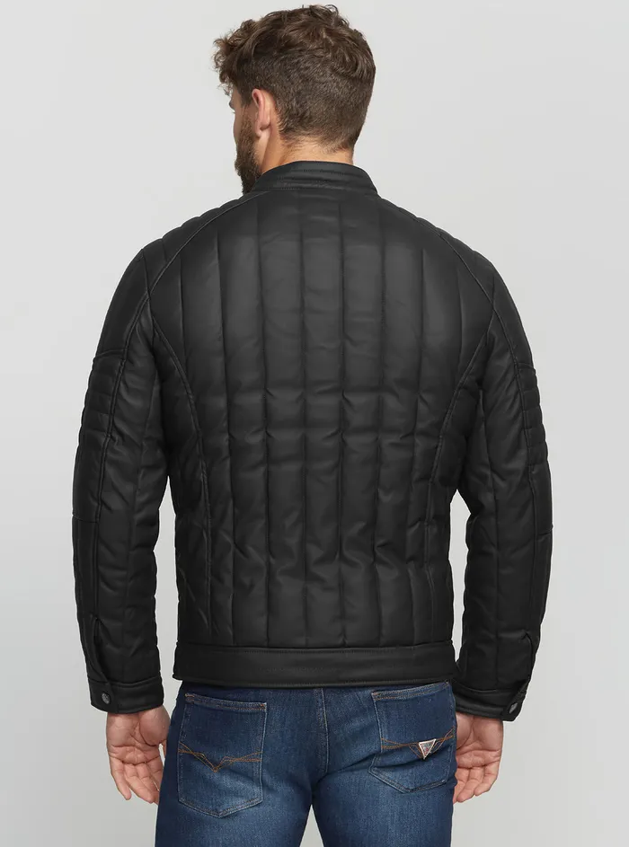 Men Jackets GUESS Black Stretch Biker Jacket