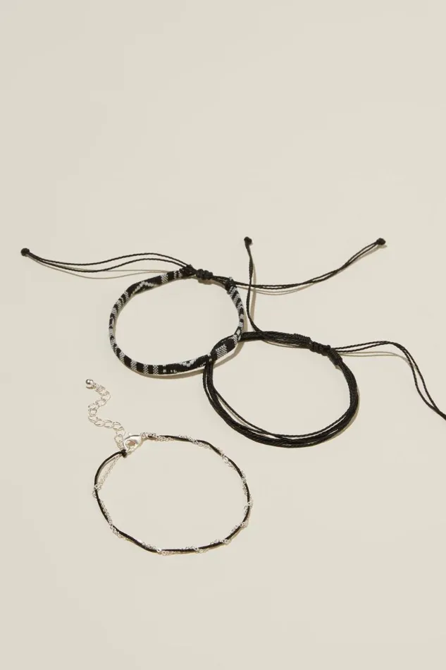 Men Jewelry Cotton On Bracelet Multi Pack Black Braided