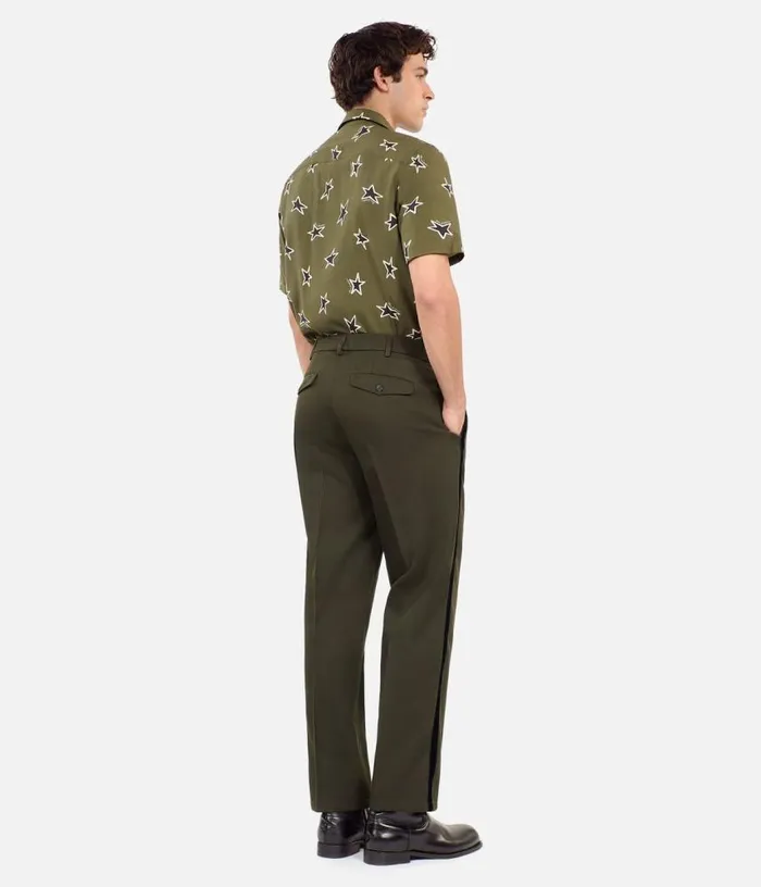 Men Khaki Wool Blend Wideleg Trousers THE KOOPLES Pants and Shorts
