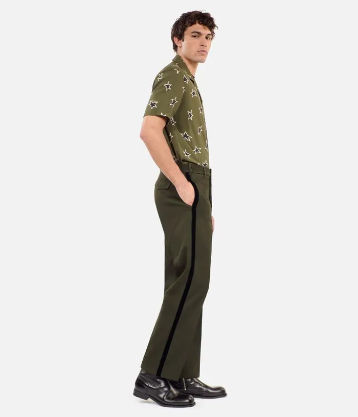 Men Khaki Wool Blend Wideleg Trousers THE KOOPLES Pants and Shorts