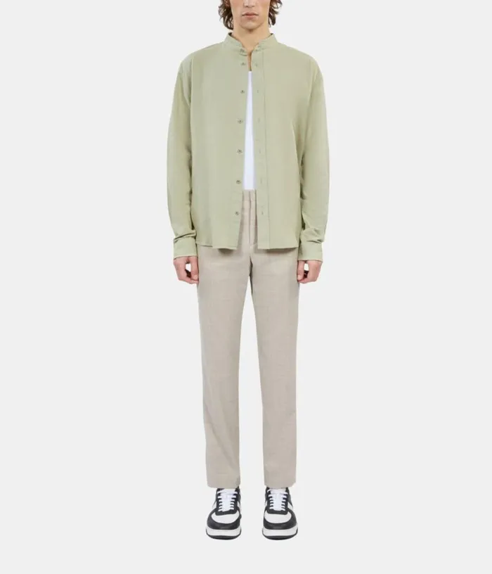 Men Light Green Cotton And Linen Shirt THE KOOPLES Shirts