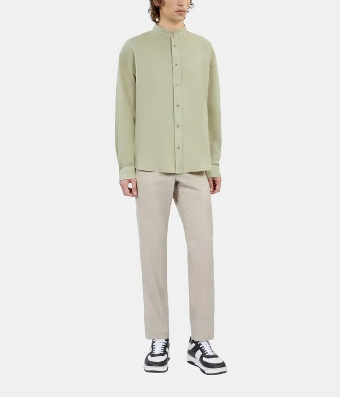 Men Light Green Cotton And Linen Shirt THE KOOPLES Shirts