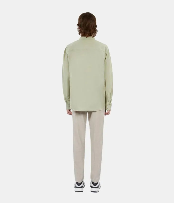 Men Light Green Cotton And Linen Shirt THE KOOPLES Shirts