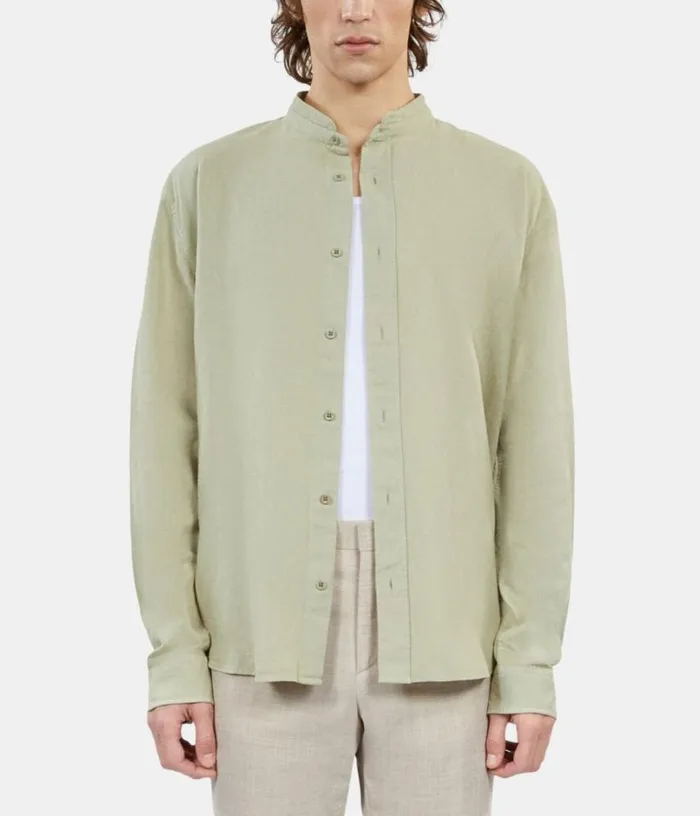 Men Light Green Cotton And Linen Shirt THE KOOPLES Shirts