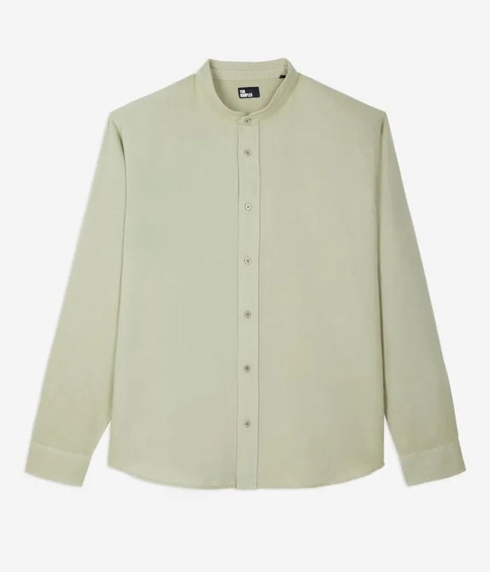 Men Light Green Cotton And Linen Shirt THE KOOPLES Shirts