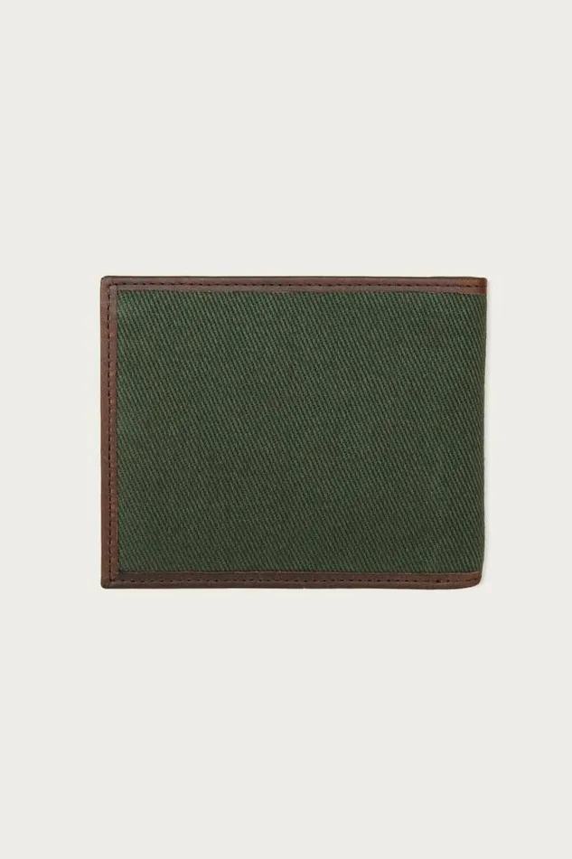 Men Lucky Brand Bags and Wallets Canvas With Leather Trim Bifold Wallet Light Green