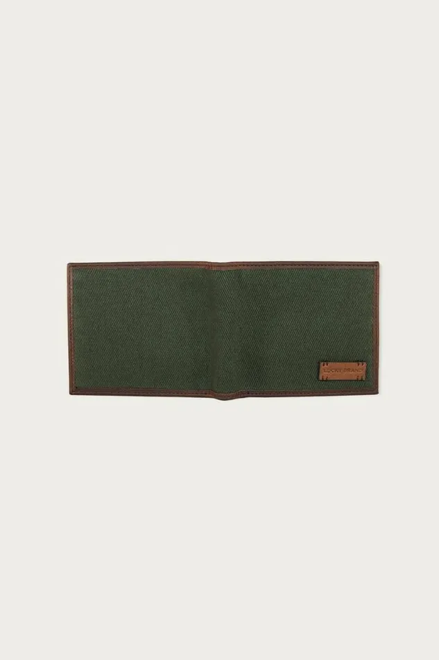 Men Lucky Brand Bags and Wallets Canvas With Leather Trim Bifold Wallet Light Green