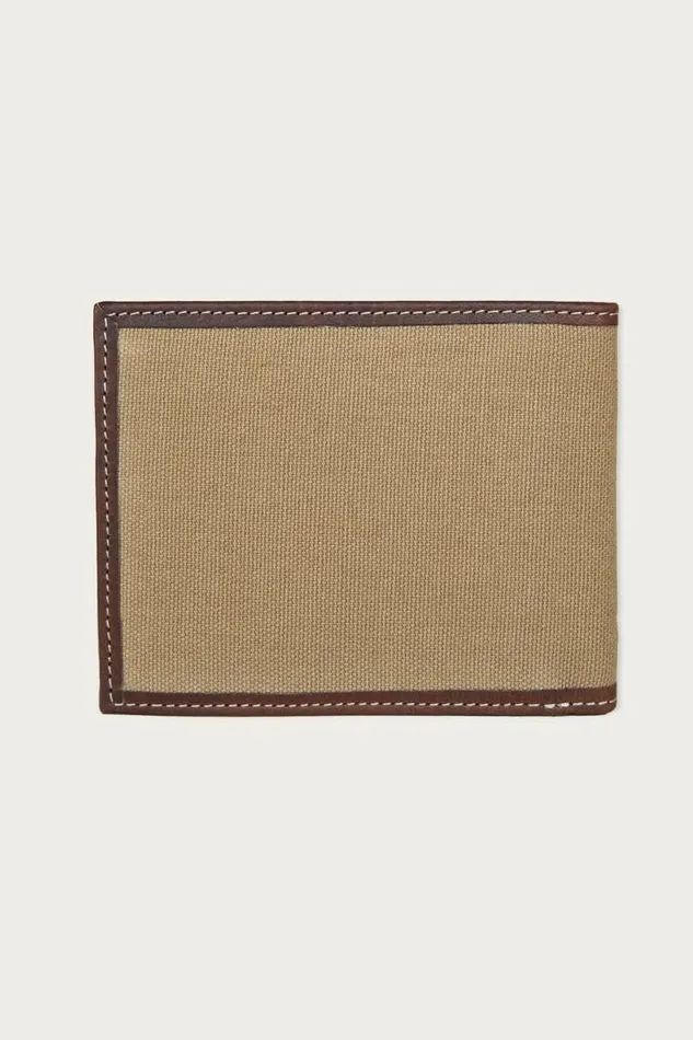 Men Lucky Brand Bags and Wallets Canvas With Leather Trim Bifold Wallet Natural