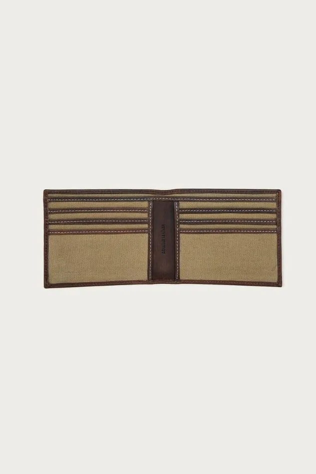 Men Lucky Brand Bags and Wallets Canvas With Leather Trim Bifold Wallet Natural