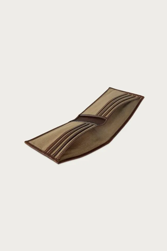 Men Lucky Brand Bags and Wallets Canvas With Leather Trim Bifold Wallet Natural