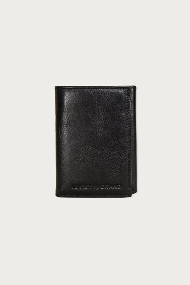 Men Lucky Brand Bags and Wallets Smooth Leather Trifold Wallet Black