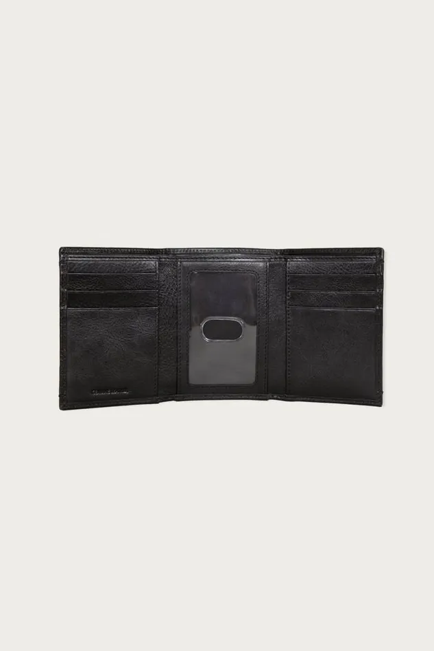 Men Lucky Brand Bags and Wallets Smooth Leather Trifold Wallet Black