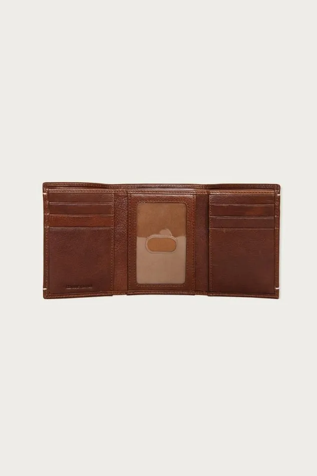 Men Lucky Brand Bags and Wallets Smooth Leather Trifold Wallet Dark Brown