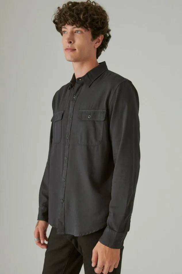 Men Lucky Brand ButtonDowns Livedin Long Sleeve Utility Shirt Phantom