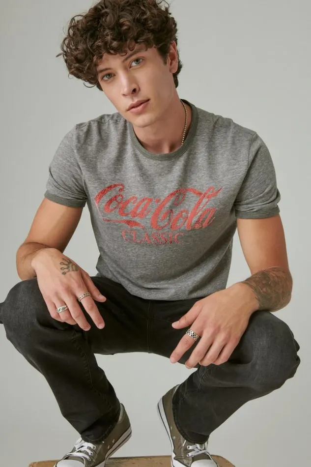 Men Lucky Brand Graphic Tees Coca Cola Classic Tee Heather Grey