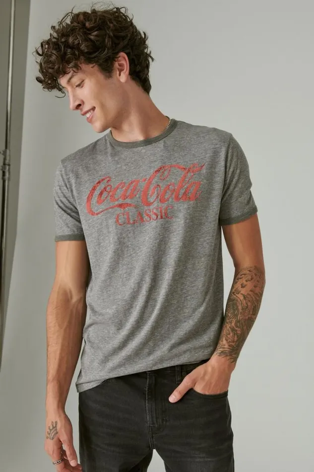Men Lucky Brand Graphic Tees Coca Cola Classic Tee Heather Grey
