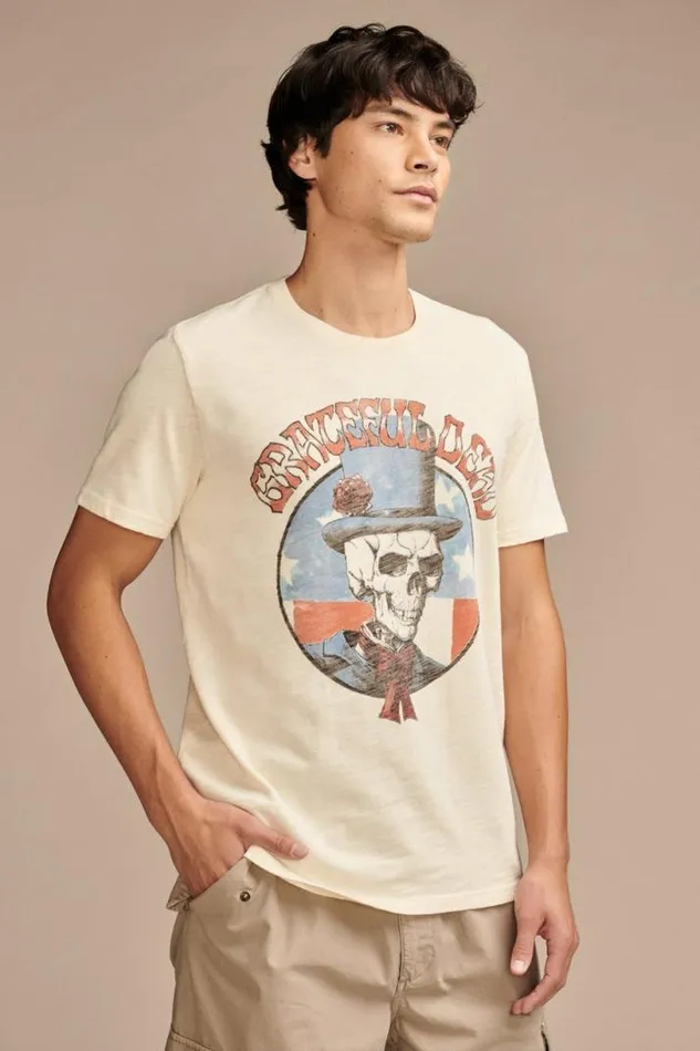 Men Lucky Brand Graphic Tees Grateful Dead Top Hat Parchment