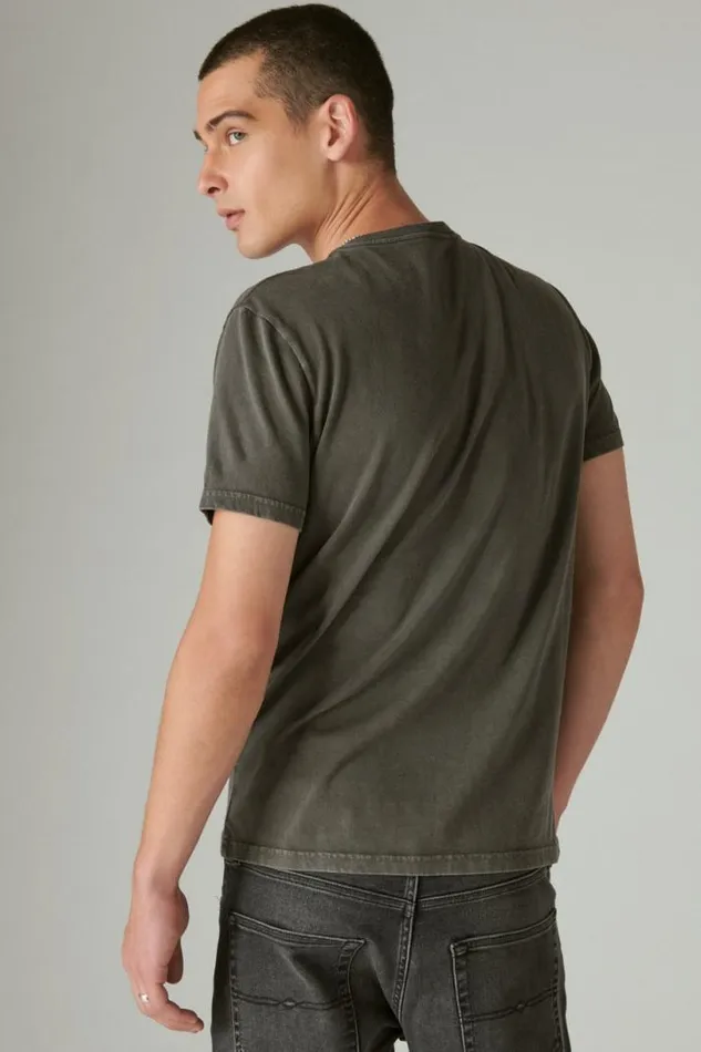 Men Lucky Brand Graphic Tees Rock and Roll Graveyard Tee Raven