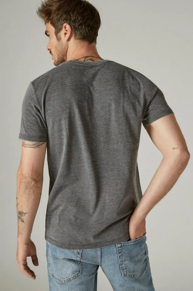 Men Lucky Brand Graphic Tees Usa Flag Tee Jet Black