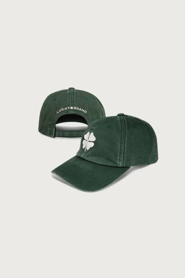 Men Lucky Brand Hats Lucky Clover Baseball Hat Pine Green