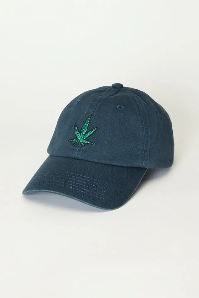 Men Lucky Brand Hats Pot Leaf Baseball Hat Dark Denim