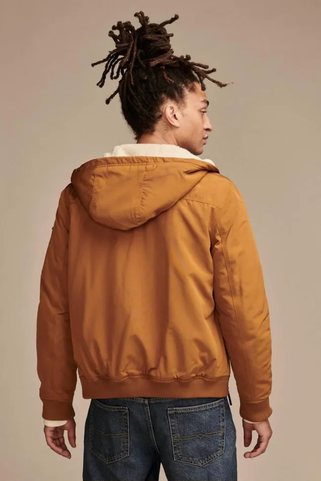 Men Lucky Brand Jackets and Outerwear Lodi Taslon Hoody Dark Brown