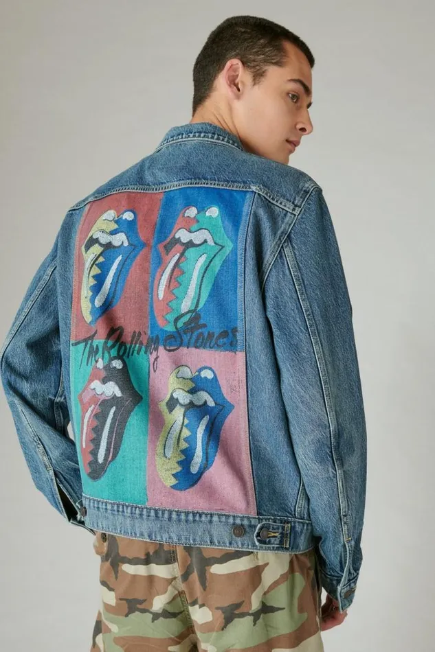 Men Lucky Brand Jackets and Outerwear Rolling Stones Denim Trucker Jacket Dartford