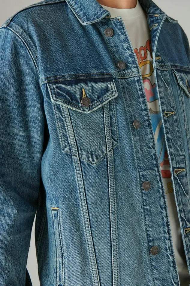 Men Lucky Brand Jackets and Outerwear Rolling Stones Denim Trucker Jacket Dartford