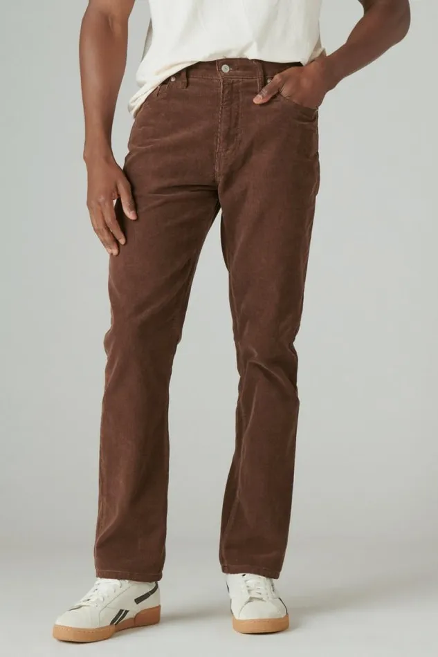 Men Lucky Brand Jeans 410 Athletic Straight Corduroy Jeans Walnut