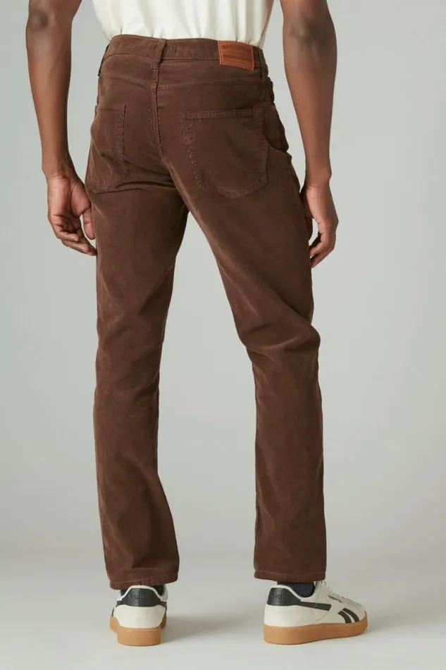 Men Lucky Brand Jeans 410 Athletic Straight Corduroy Jeans Walnut