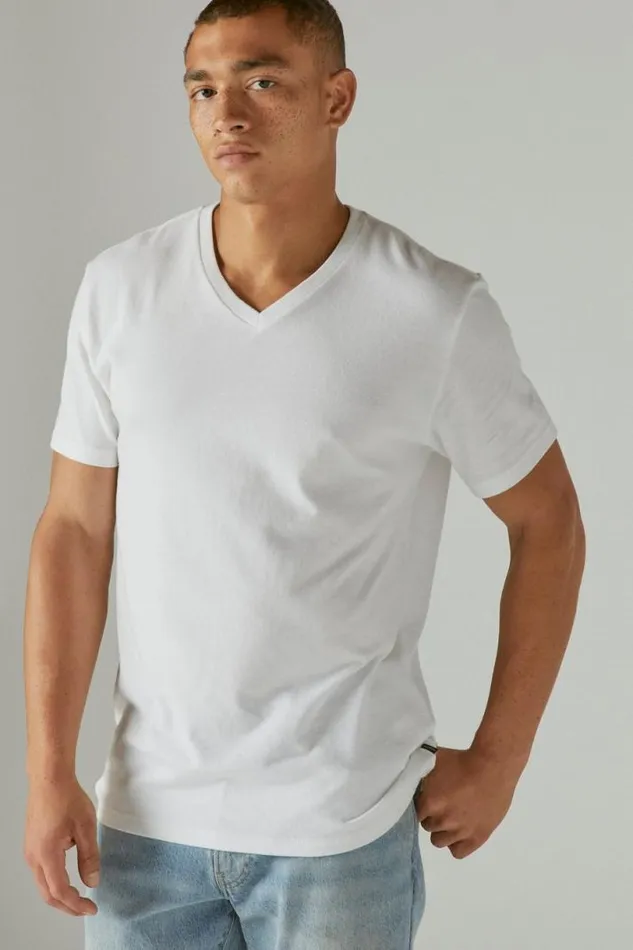 Men Lucky Brand Shirts and Tops Venice Burnout Veeneck Tee Bright White