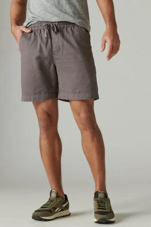 Men Lucky Brand Shorts 7034pull Up Linen Short Blackened Pearl